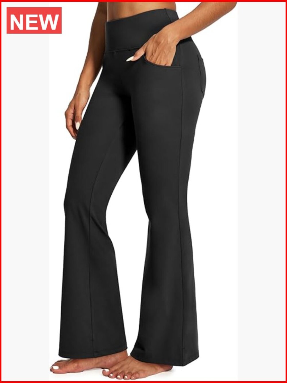 Wide Leg High Waist Bootcut Flare Yoga Pants with Pockets Tummy Control